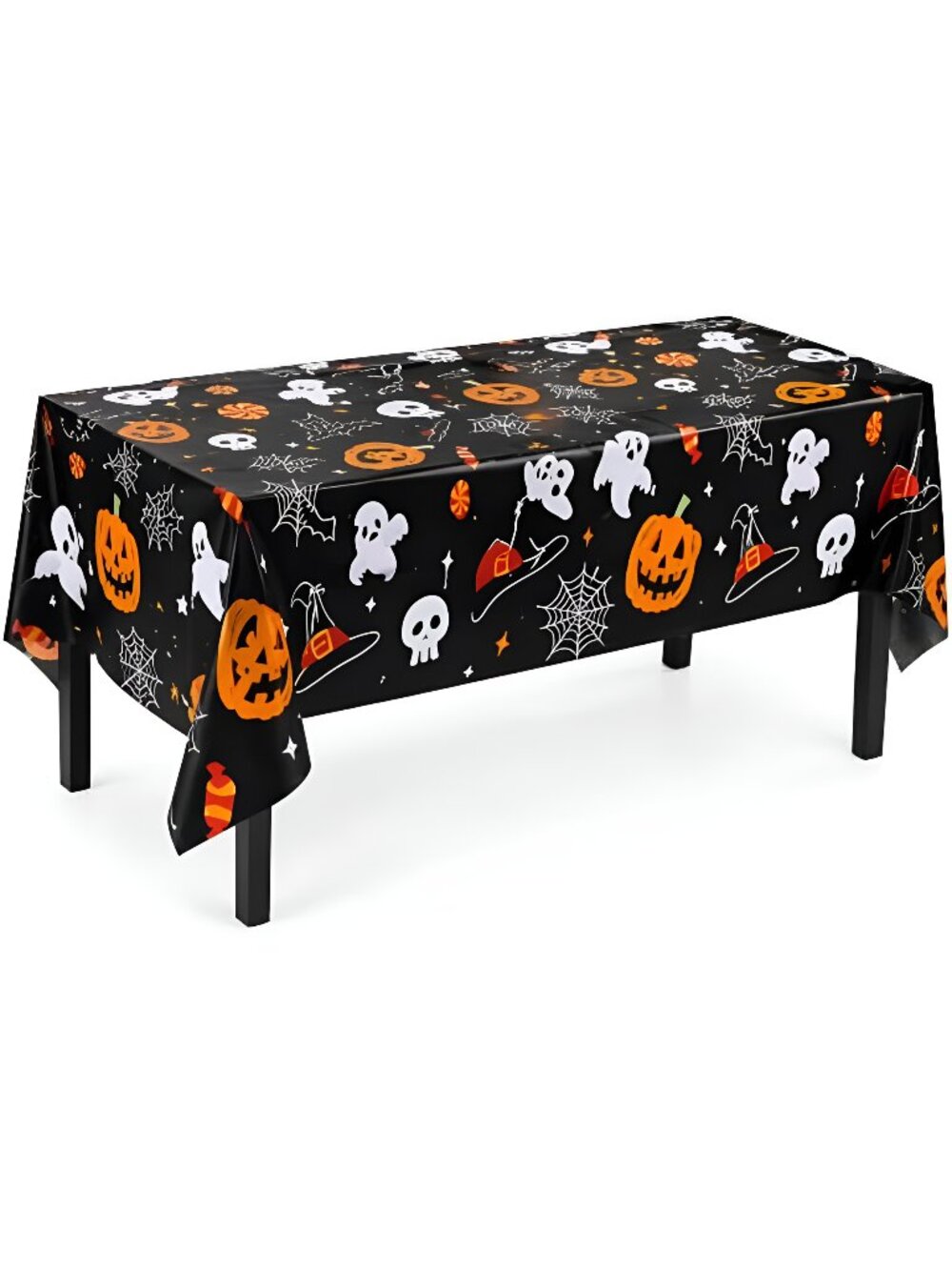 Halloween Tablecloth 54 x 108 Inch, Halloween Table Cloth with Pumpkin Ghost